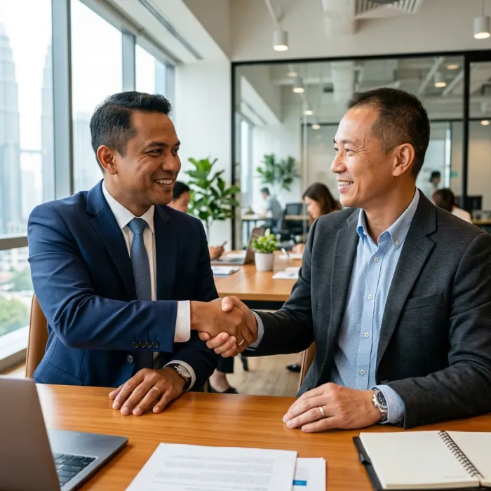 Business partnership handshake